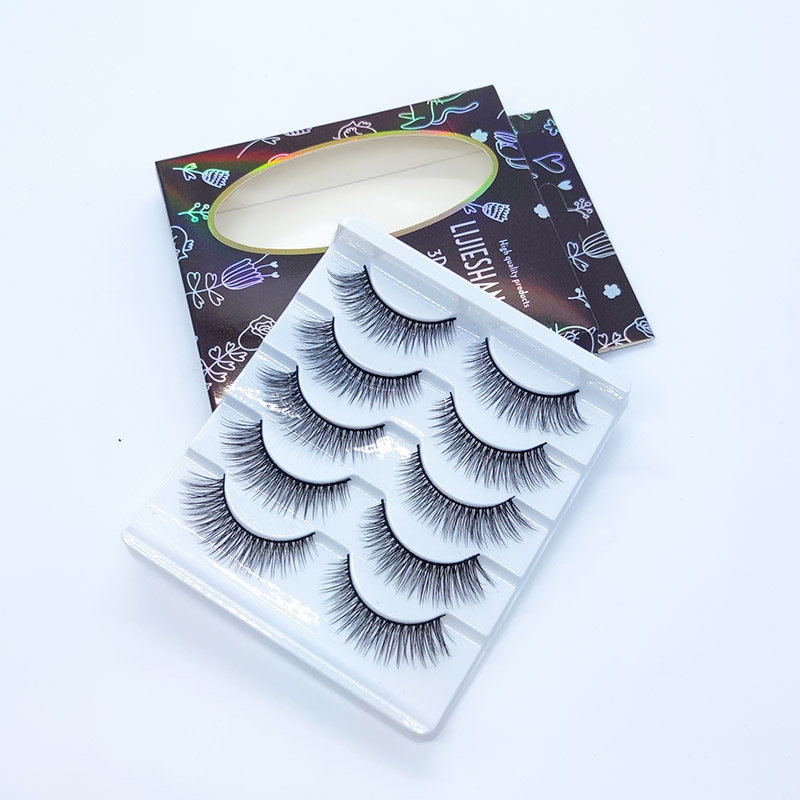 5 perechi de gene 3D de nurcă artificială, volum realizate manual, gene dramatice pufoase