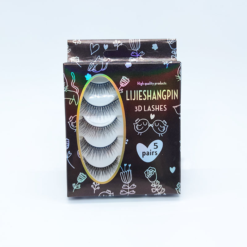 Essential Faux Mink 3D Eyelashes 5 pachet multiplu de benzi din bumbac moale