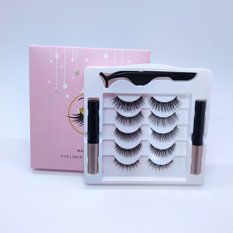 Set de gene magnetice strălucitoare cu set de creion de ochi 5 perechi de 5 machiaje diferite Gene
